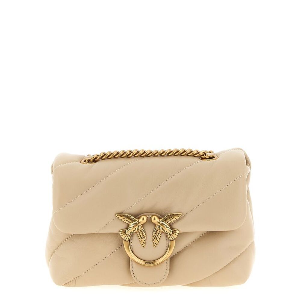 PINKO Beige Lambskin Crossbody Women's Bag